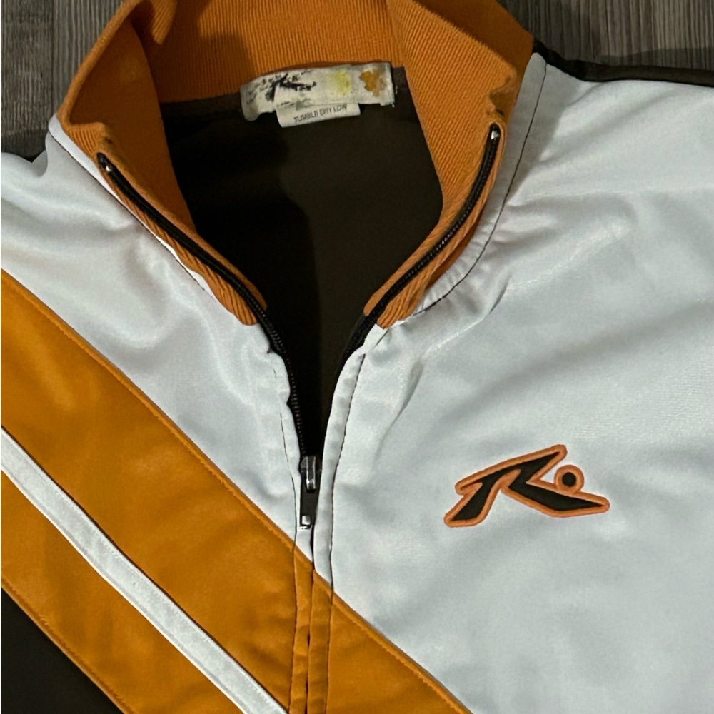 RUSTY Orange, Brown & White Zipper up Lightweight VTG Jacket M - Picture 3 of 5
